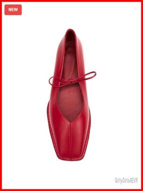 Square Toe Ballet Flats Slip On Lace Up Bow Ballerina Shoes Faux Leather